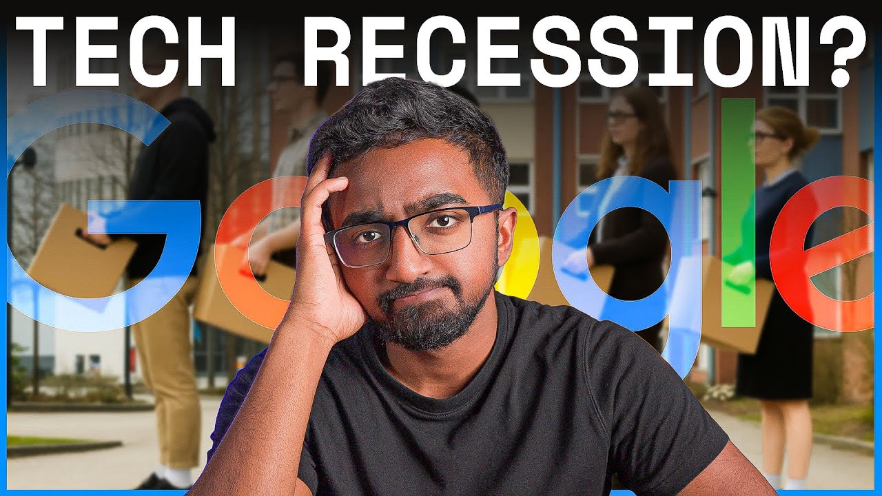 YouTube post by @SajjaadKhader for Thinkific. Caption reads: WTF Is Happening To The Tech Job Market.