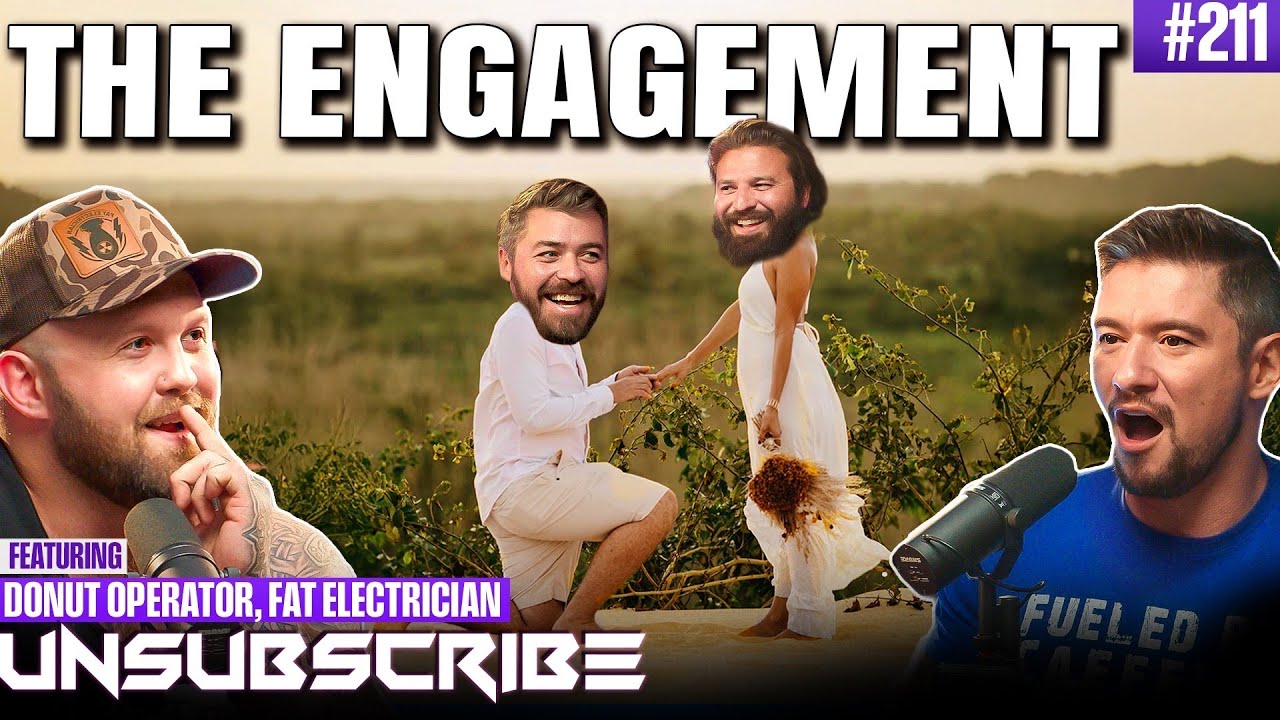 YouTube post by @unsubscribepodcast for AdamAndEve.com. Caption reads: Cody's Big News & Eli's New Show | Unsubscribe....