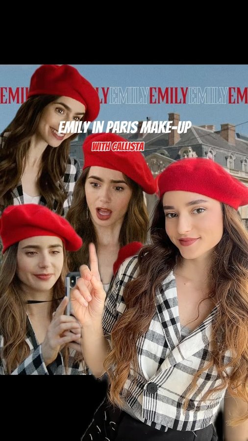Instagram post by @melike.korkut for Callista Beauty. Caption reads: Callista ürünleriyle Emily in Paris makyajı....