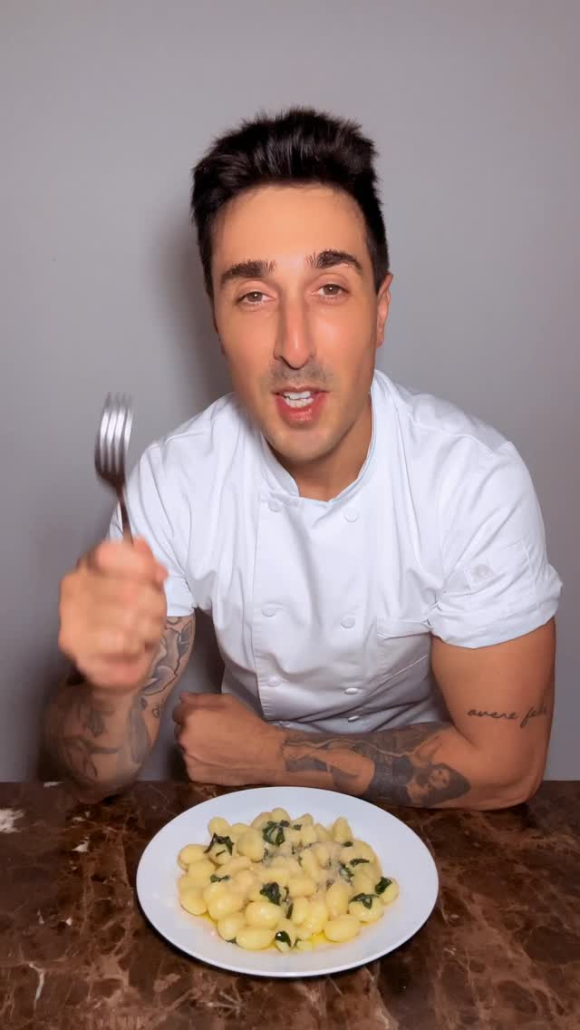 Instagram post by @chef_john_paul_alberti for Parmigiano Reggiano. Caption reads: Gnocchi with Butter & Sage 🥔 🧈 🍃

Ingredients....