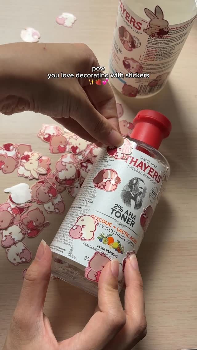 Instagram post by @jasminetfleur for Thayers. Caption reads: getting over my sticker anxiety by decorating my....