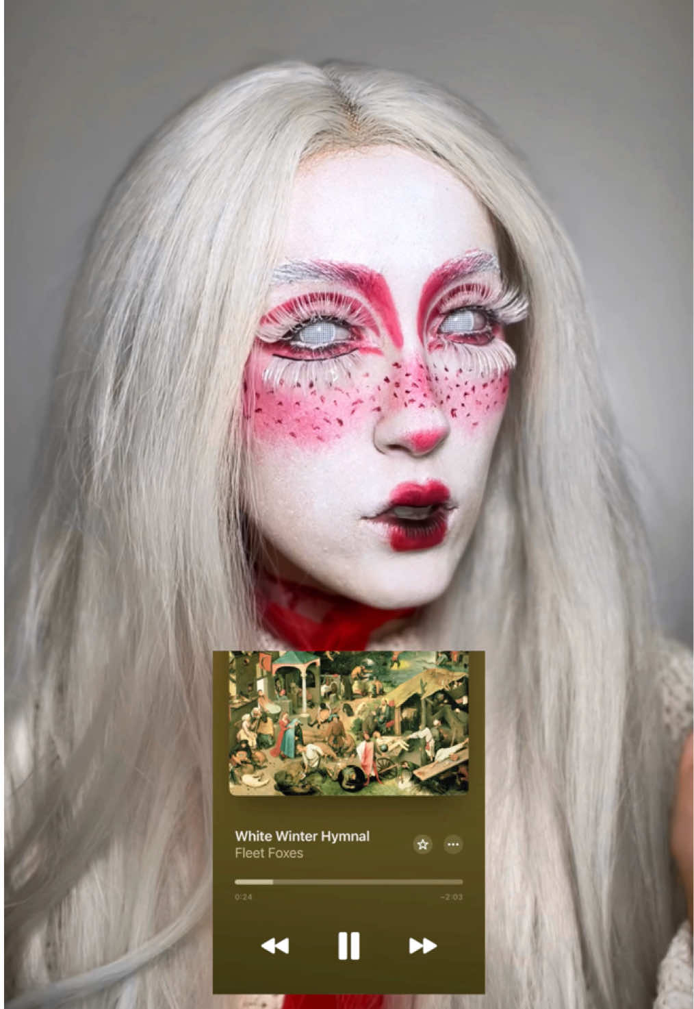 TikTok post by @alexluvsmakeup for PinkyParadise. Caption reads: [...] Hymnal is really about? 🍓❄️  products used:....