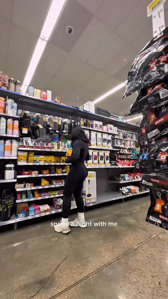 Instagram post by @bradleyalli for Honey Stinger. Caption reads: Spend a night with me: Walmart run and Peloton....