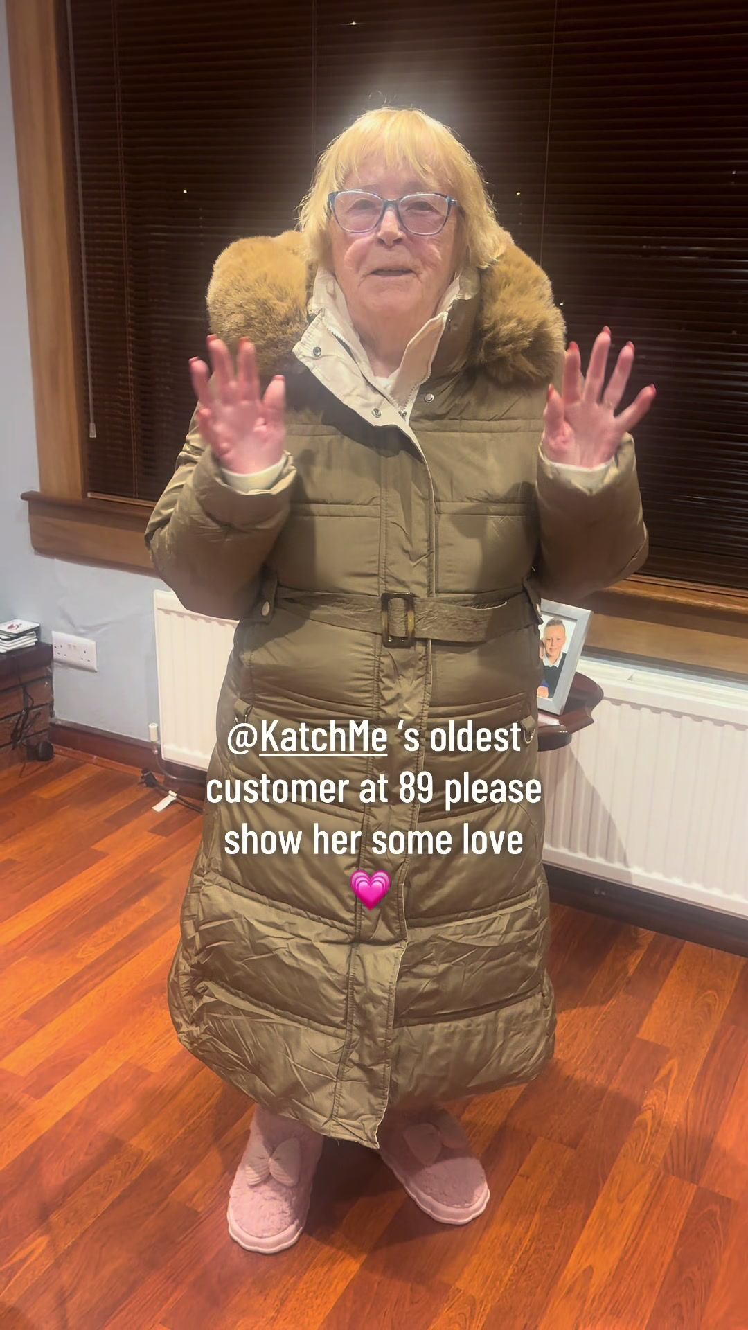 TikTok post by @abz_grandadian for KATCH ME. Caption reads: Katch Me delivering the goods even for a 98 year....