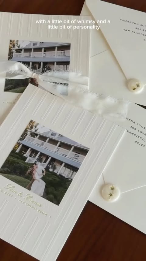 Instagram post by @samanthascore for Minted. Caption reads: [...] for our wedding !!! designed them with....