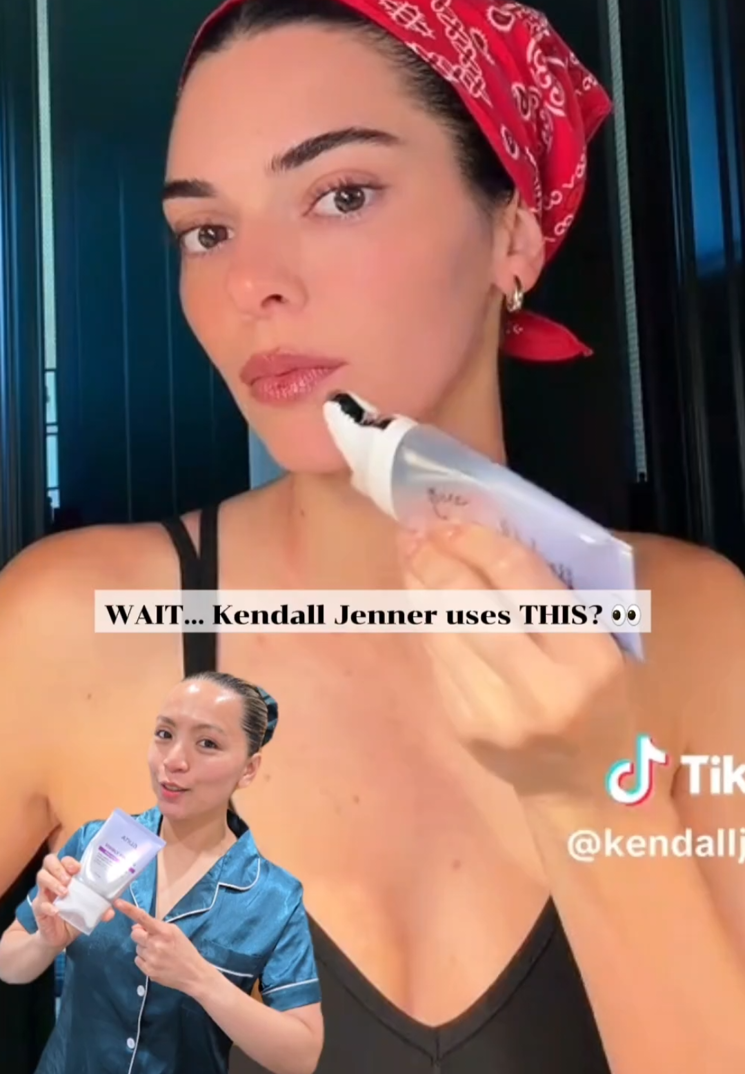 TikTok post by @kimoraluv888_ugc for Anua Store US. Caption reads: [...] Jenner uses THIS? 👀 💜 @anua_global @Anua....