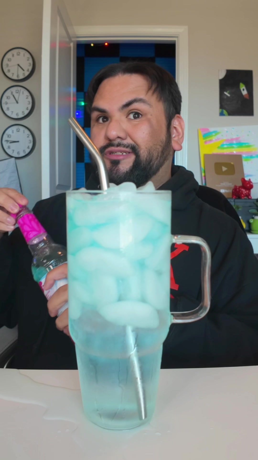 TikTok post by @josephanthonii for Skinny Mixes. Caption reads: Water of the day! 💦 ❄️ 🤍 (featuring @Skinny....