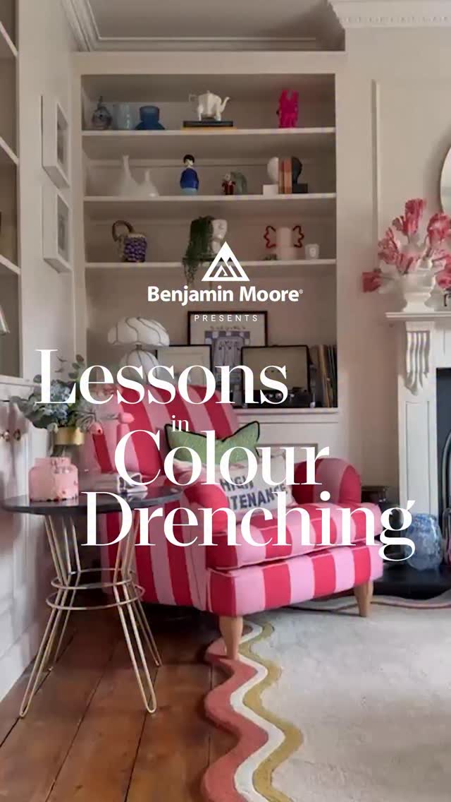 Instagram post by @jackdmarch for Benjamin Moore. Caption reads: [...] into a warm, neutral sanctuary. Now,....