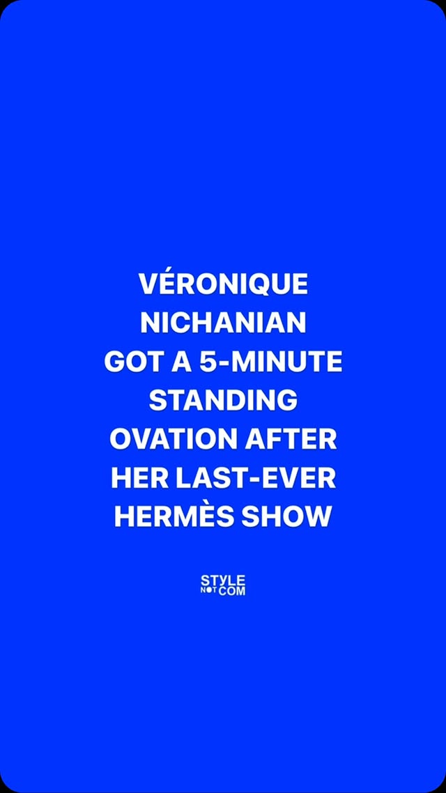 Instagram post by @stylenotcom for Hermès. Caption reads: THE END OF AN ERA #HERMES #PFW #PARISFASHIONWEEK....
