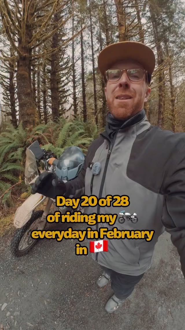 Instagram post by @raggedroadsmoto for Flying Eyes Optics. Caption reads: Day 20 of 28 of riding my 🏍️ every day in....