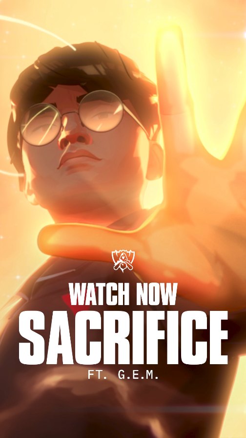 Instagram post by @gem0816 for Riot Games. Caption reads: Your #Worlds2025 anthem and music video ft.....