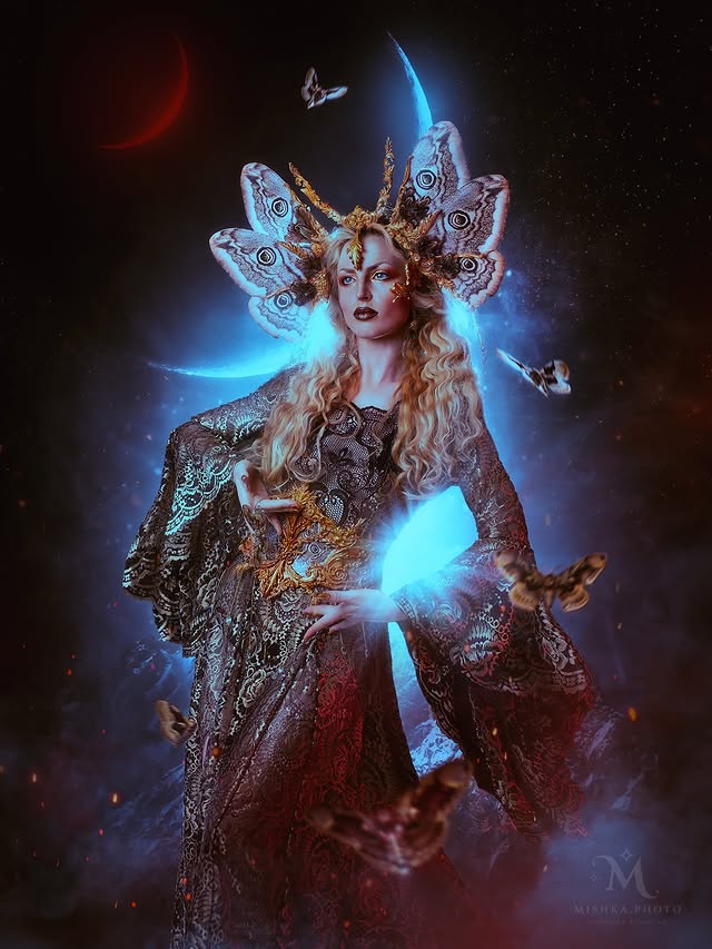 Instagram post by @mishka.photo for NANLITE. Caption reads: In the whisper of moth wings, we find the symphony....