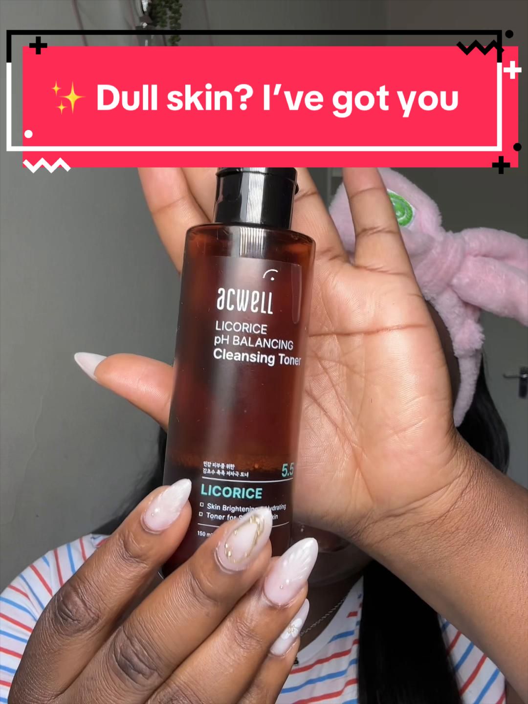 TikTok post by @missangel_101 for Acwell. Caption reads: [...] Let me put you onto this toner 👀💚 @acwell....