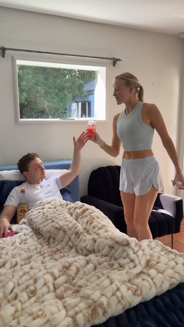 Instagram post by @passthatpuss for Tito’s Handmade Vodka. Caption reads: Finally something we can train for together....