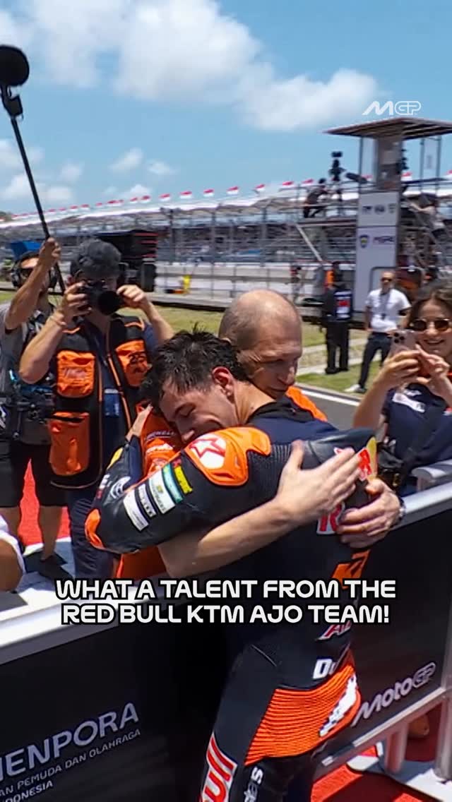 Instagram post by @redbull_ktm_ajo for Pirelli. Caption reads: [...] Championship 🏆🥹 #IndonesianGP 🇮🇩....