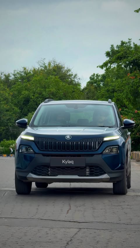 Instagram post by @vinayak_archive for Škoda Auto. Caption reads: A closer look at what makes the Škoda Kylaq stand....