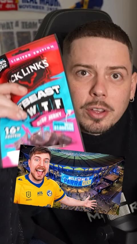 Instagram post by @itslukestowe for Jack Link's. Caption reads: A MILLI FROM @mrbeast 🤑🥓 @jacklinksanz,....