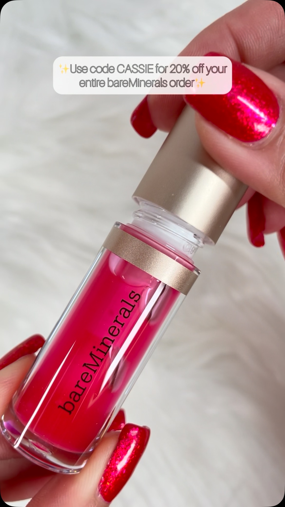 Instagram post by @beautybycassie93 for bareMinerals. Caption reads: [...] So excited about the NEW @bareMinerals....