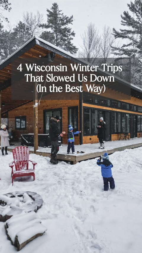 Instagram post by @girlof10000lakes for Travel Wisconsin. Caption reads: Save this post for Wisconsin winter getaway ideas....