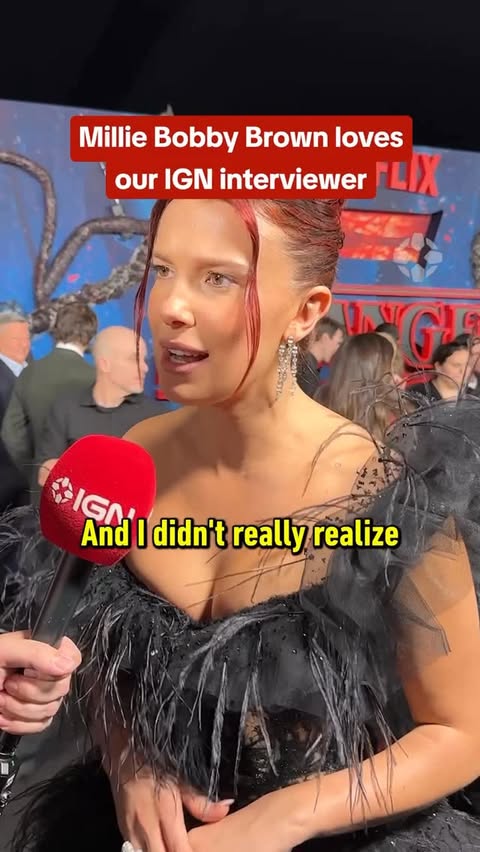 Instagram post by @jeffreyvegaunofficial for IGN. Caption reads: Millie Bobby Brown and IGN Host Jeffrey Vega....