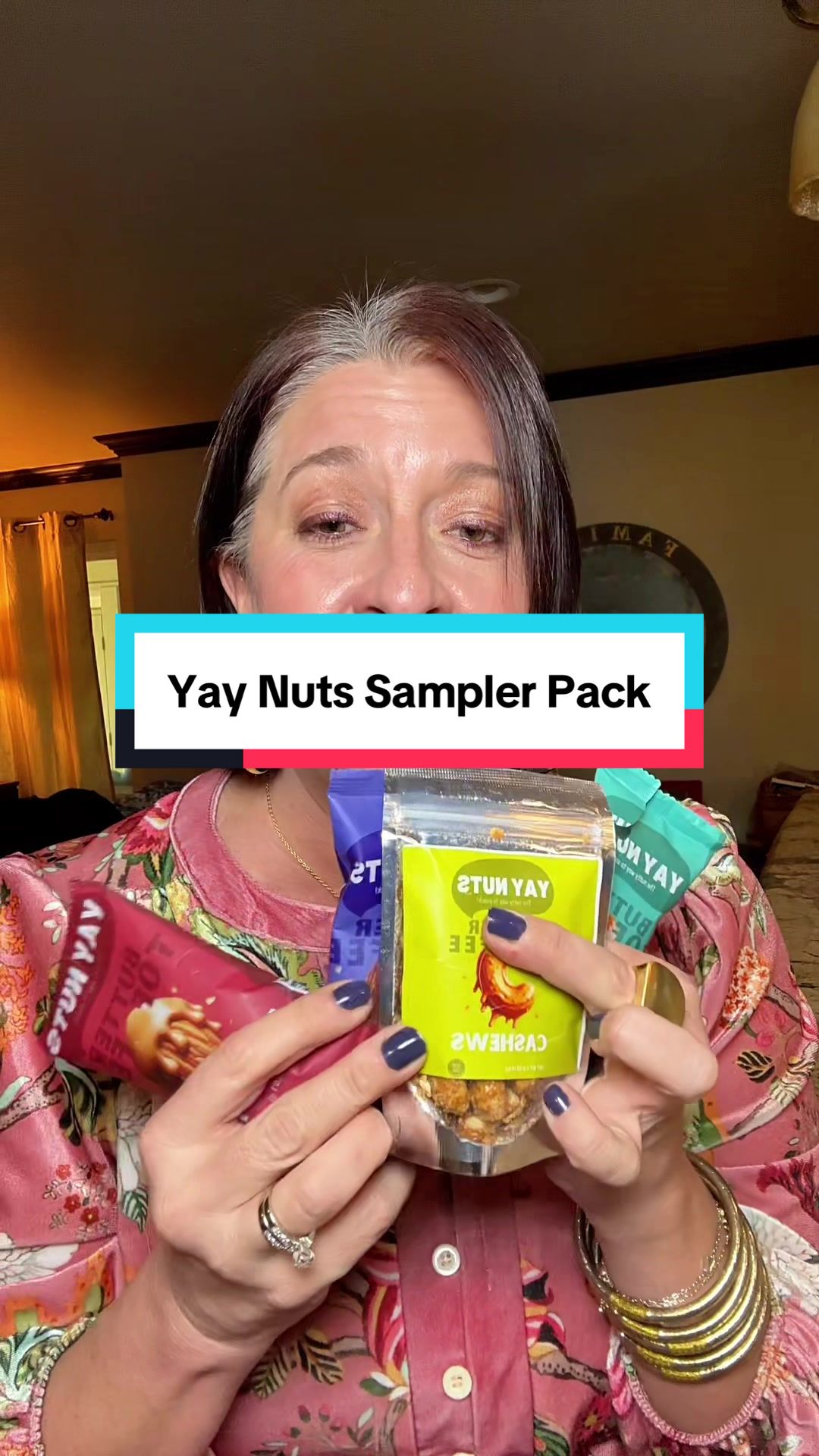 TikTok post by @hayleyfunder for Yay Nuts. Caption reads: [...] and salty perfection in a sampler pack!....