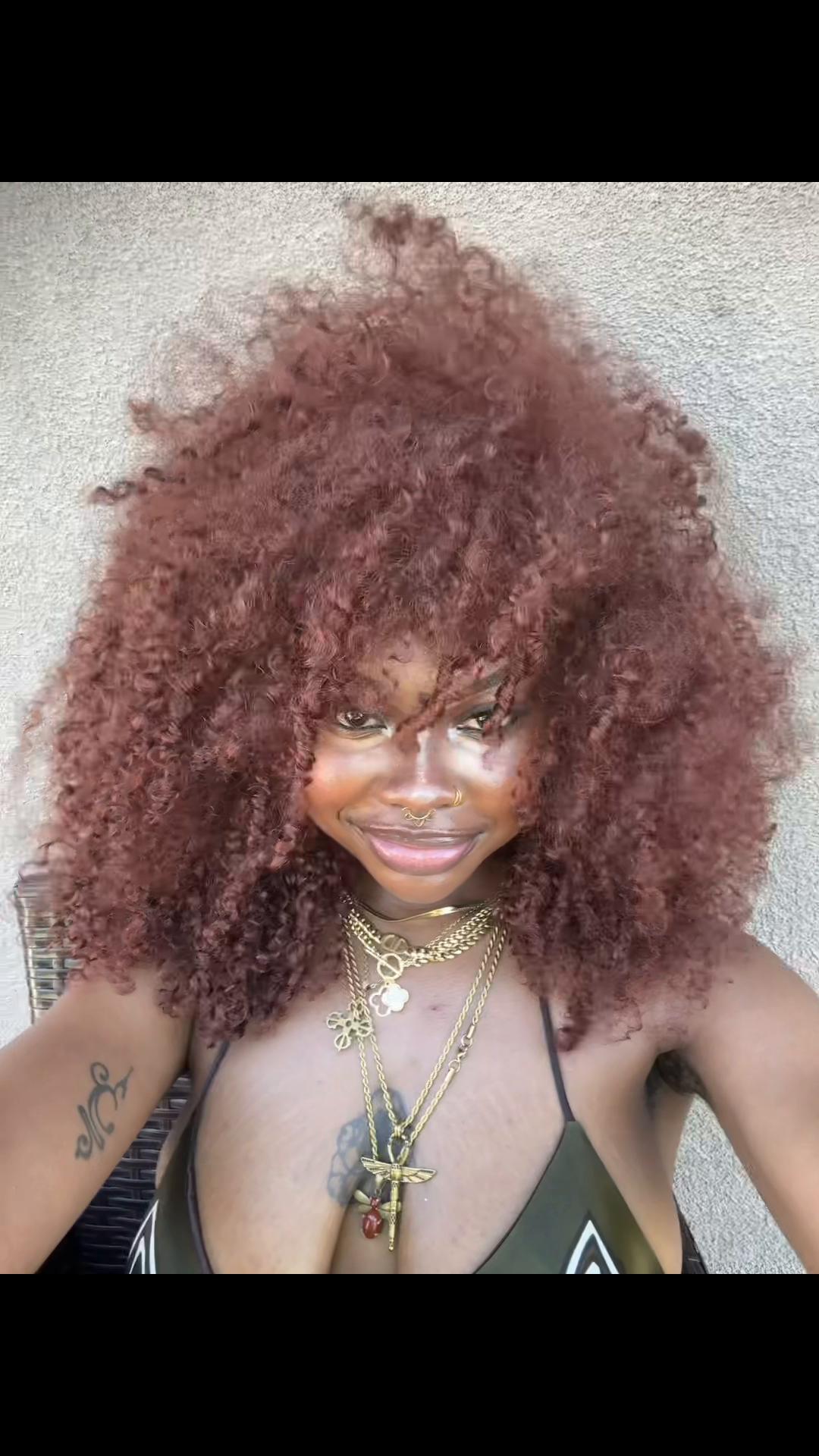 TikTok post by @c6n5v for Ashimary Hair. Caption reads: Reddish brown wig from @Ashimary Hair Beauty....