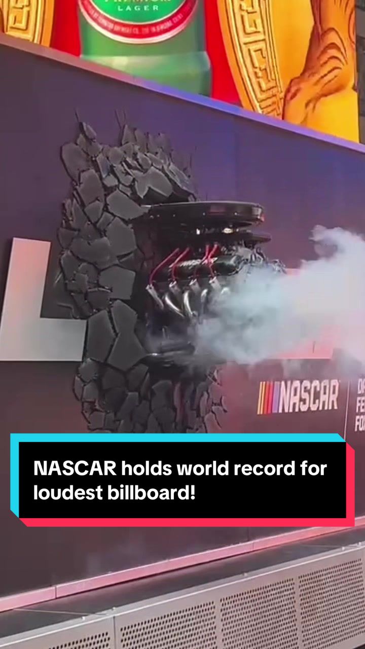 TikTok post by @motorsportcom for NASCAR. Caption reads: This morning in Times Square, NASCAR set the....