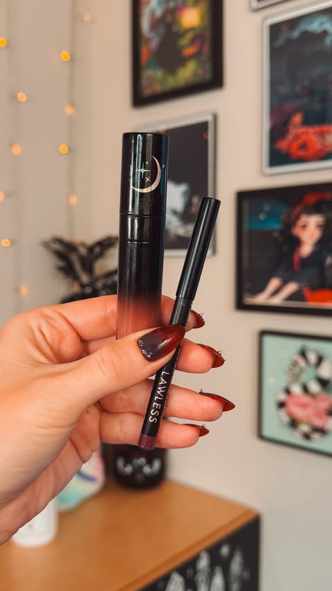 Instagram post by @battybean_ for LAWLESS. Caption reads: lip combo🧋 @lawless honey rose pencil*....