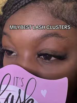 TikTok post by @thebraidingbrat for MilyBest Beauty. Caption reads: @MilyBest Beauty #lashclusters #lashes #tutorials....