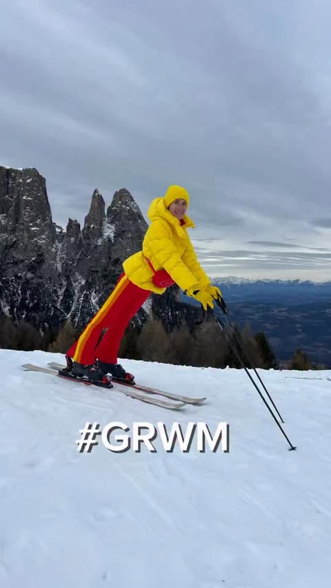 Instagram post by @nettiweber for Goldbergh. Caption reads: Red + yellow + 70s. Goldbergh turned the slopes....