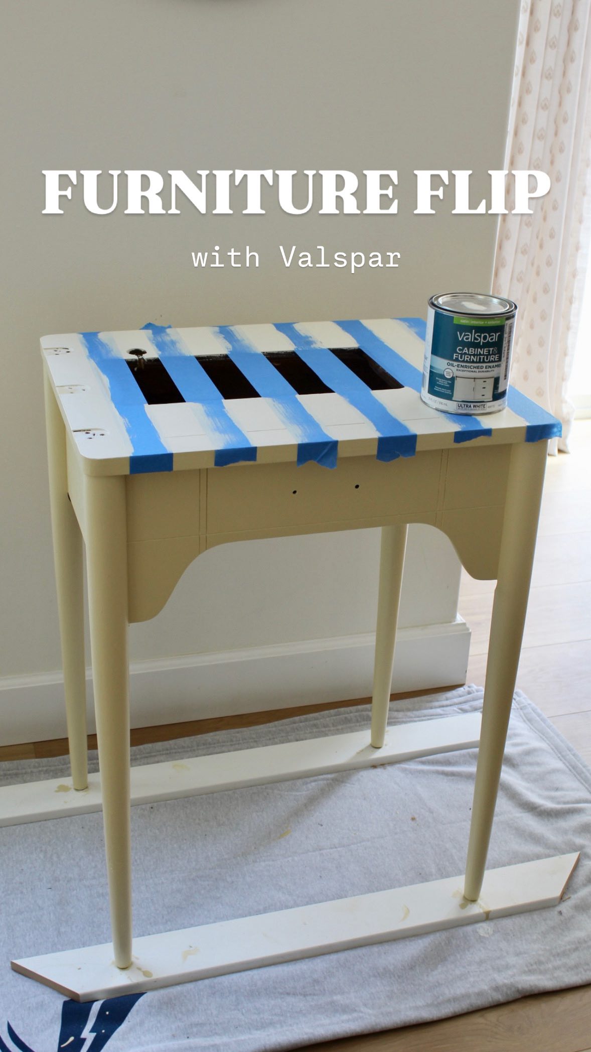 Instagram post by @barelyawoodworker for Valspar. Caption reads: #Ad Can we talk about the power of paint for a....