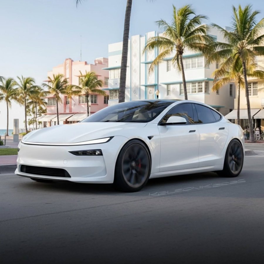 Instagram post by @kelsonik for Tesla. Caption reads: Facelifted Tesla Model S renderings. Is it....