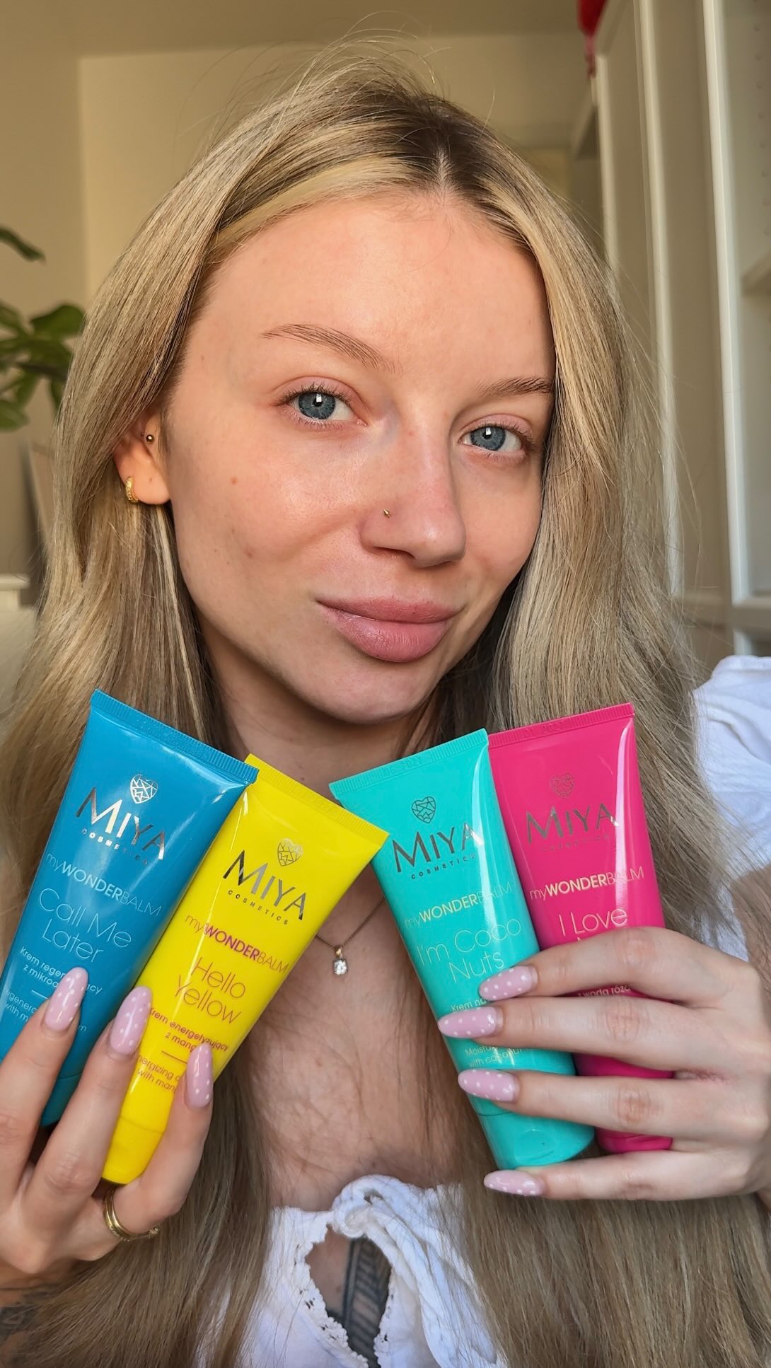 Instagram post by @immniejwiesz for Miya Cosmetics. Caption reads: Te kremy to dla mnie totalny must have do....