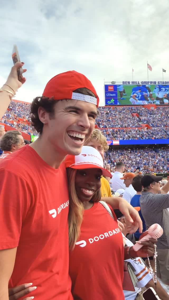 Instagram post by @nicolasvans for DoorDash. Caption reads: Nicolandria knows ball #doordashgameday.