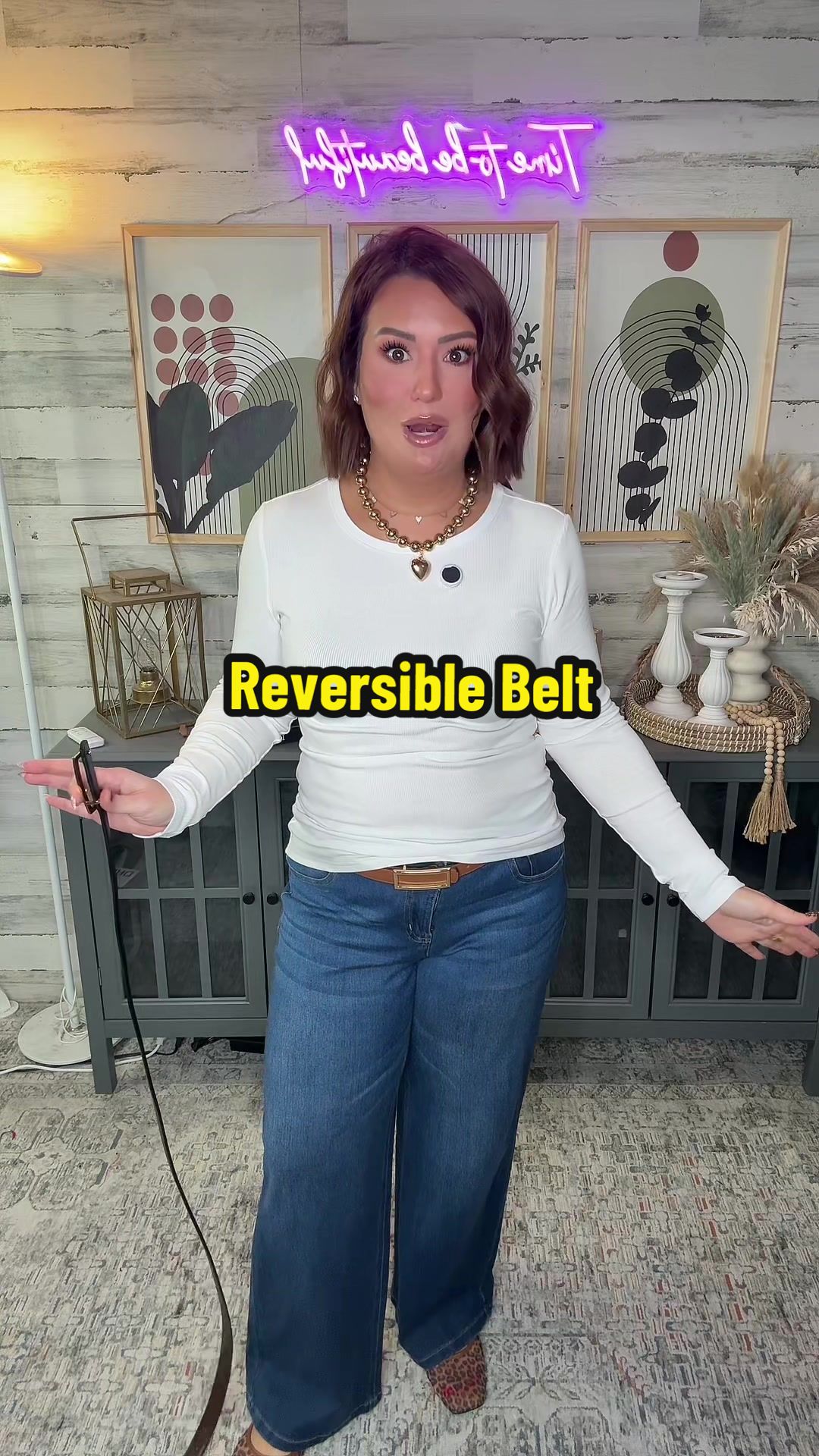 TikTok post by @katrinagmoore for Awaytr. Caption reads: [...] color you need from a single belt! @AWAYTR....