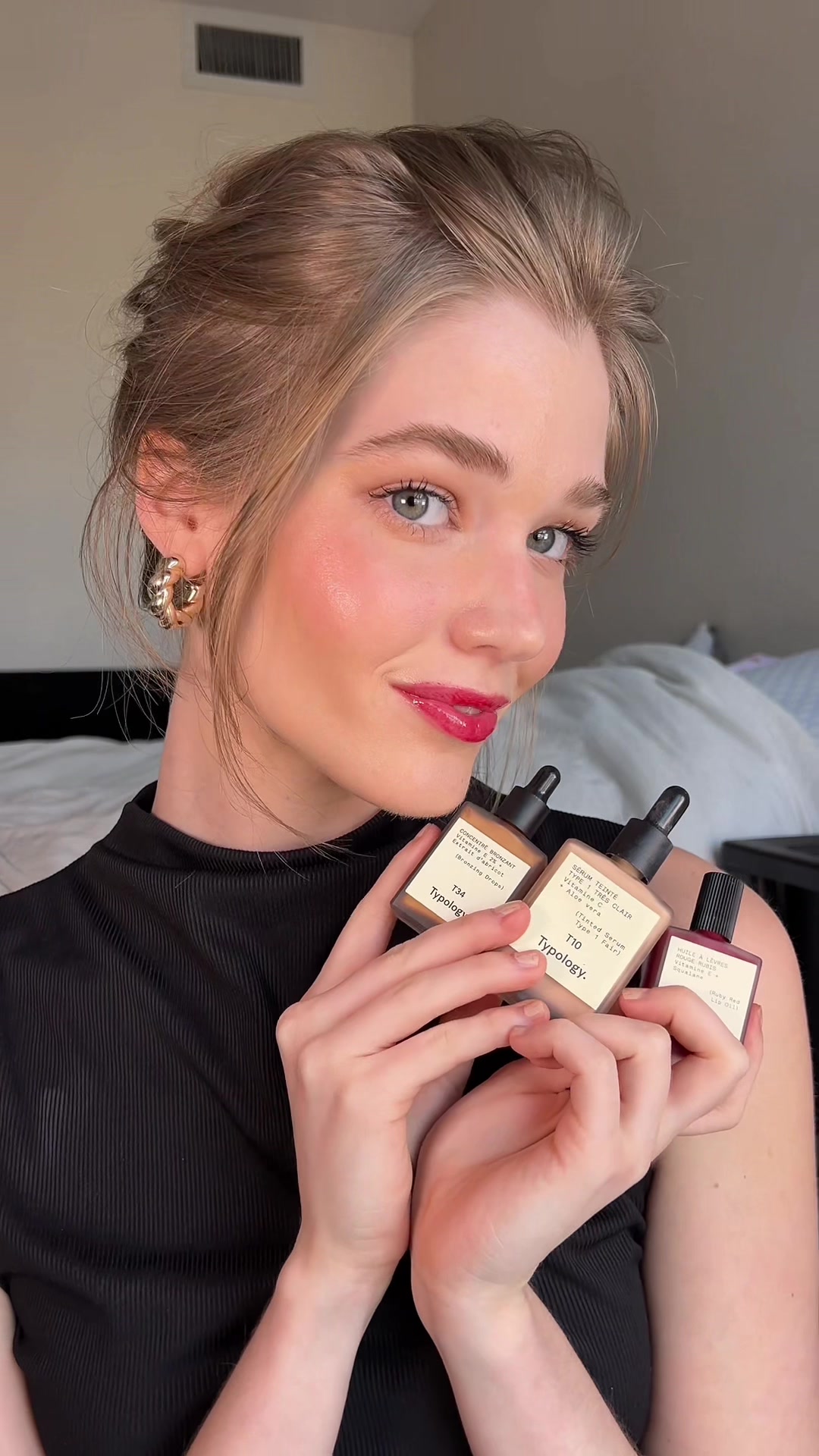 TikTok post by @oliviaahatcher for Typology. Caption reads: #typologyparispartner French girl look using....