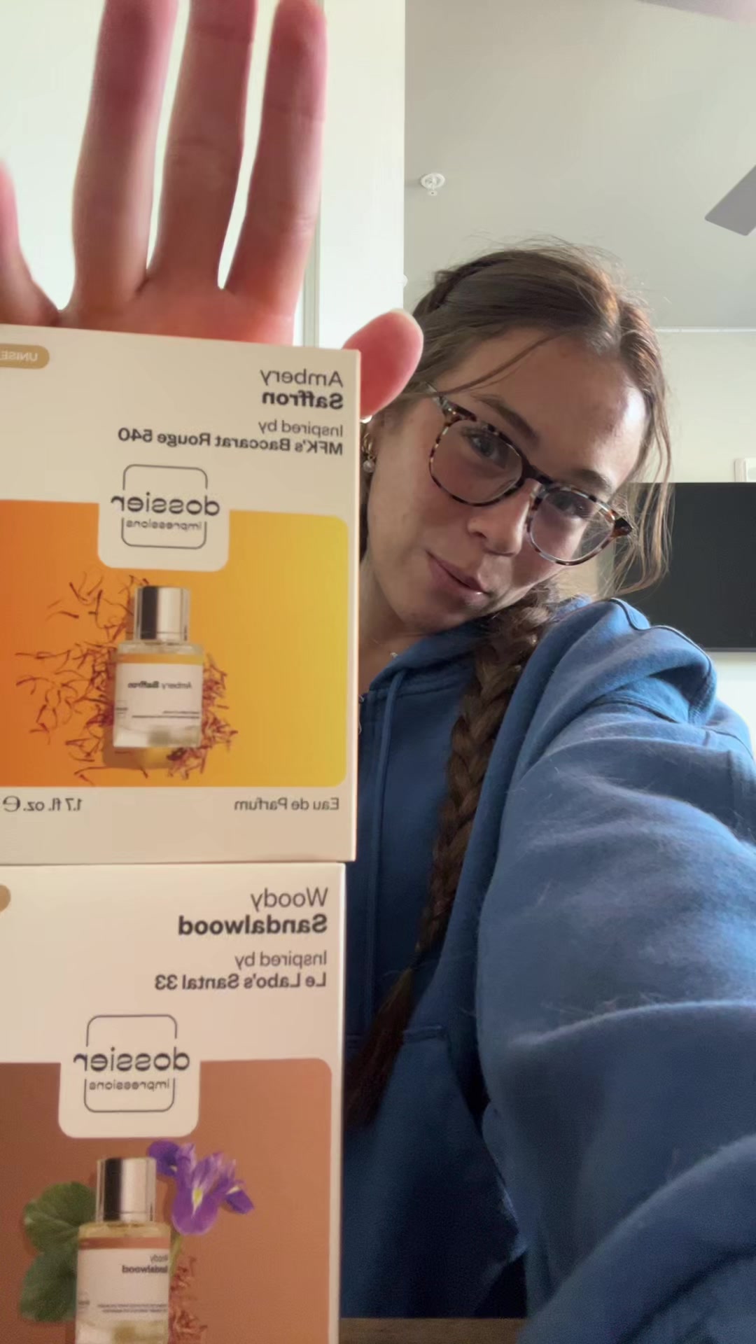 TikTok post by @asmr.by.celest for Dossier Perfume. Caption reads: @Dossier Perfume send me more please!!! #asmr....