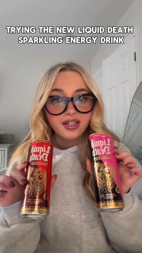 Instagram post by @madd.eisen for Liquid Death. Caption reads: [...] flavor rather than just the caffeine!....