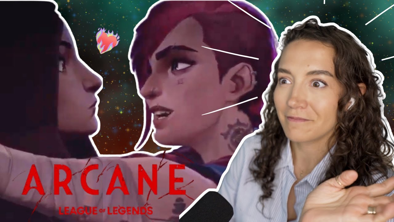 YouTube post by @AlaynaJoyOfficial for Banish. Caption reads: Lesbian Reacts to ARCANE S01E05 (WE'VE BEEN....
