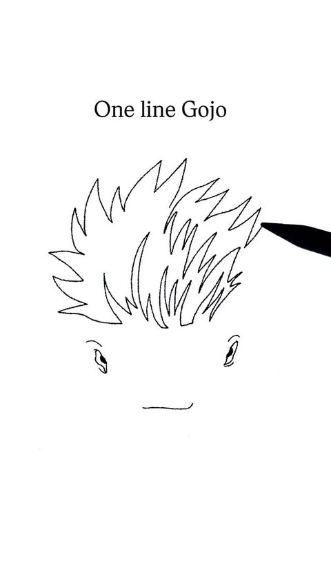 Instagram post by @artycoaty for Procreate. Caption reads: Drawing Gojo✨#onestrokeart #animeart #mangaart....