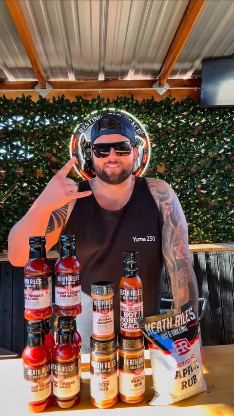 Instagram post by @resting_pitface_bbq for Heath Riles BBQ. Caption reads: 🚨TEAMING UP WITH @heathrilesbbq 🚨 🔥If you seen....