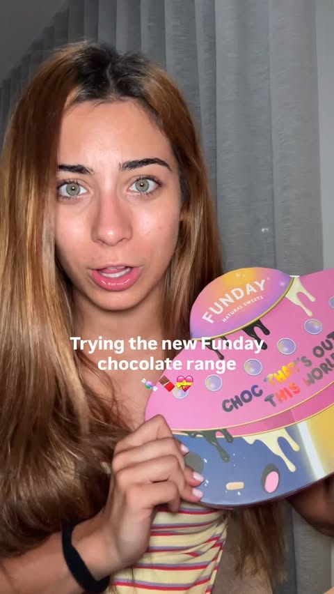 Instagram post by @sabiemancini for FUNDAY Natural Sweets. Caption reads: Trying the new @fundaysweets Chocolate Bullets +....