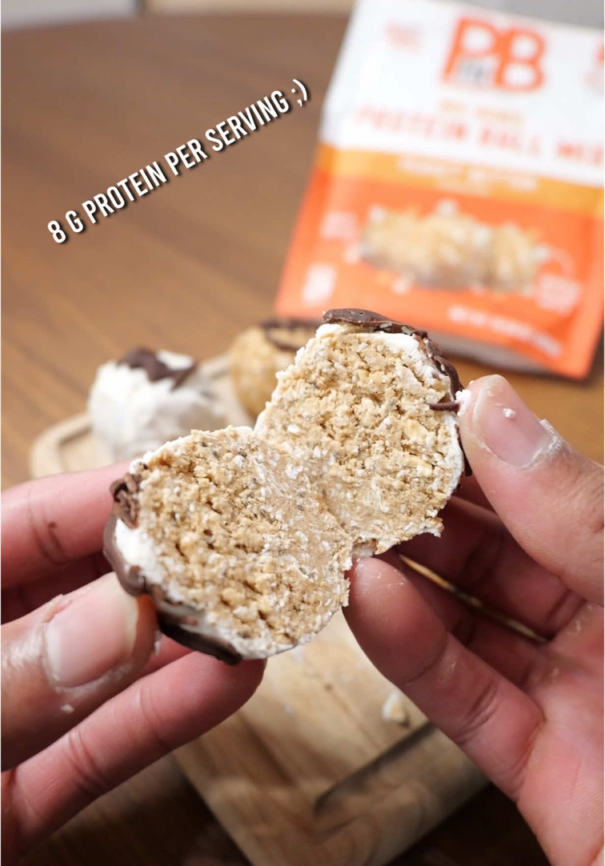 TikTok post by @smoothieflip for PBfit. Caption reads: easy protein balls made w/ @PBfit protein ball....