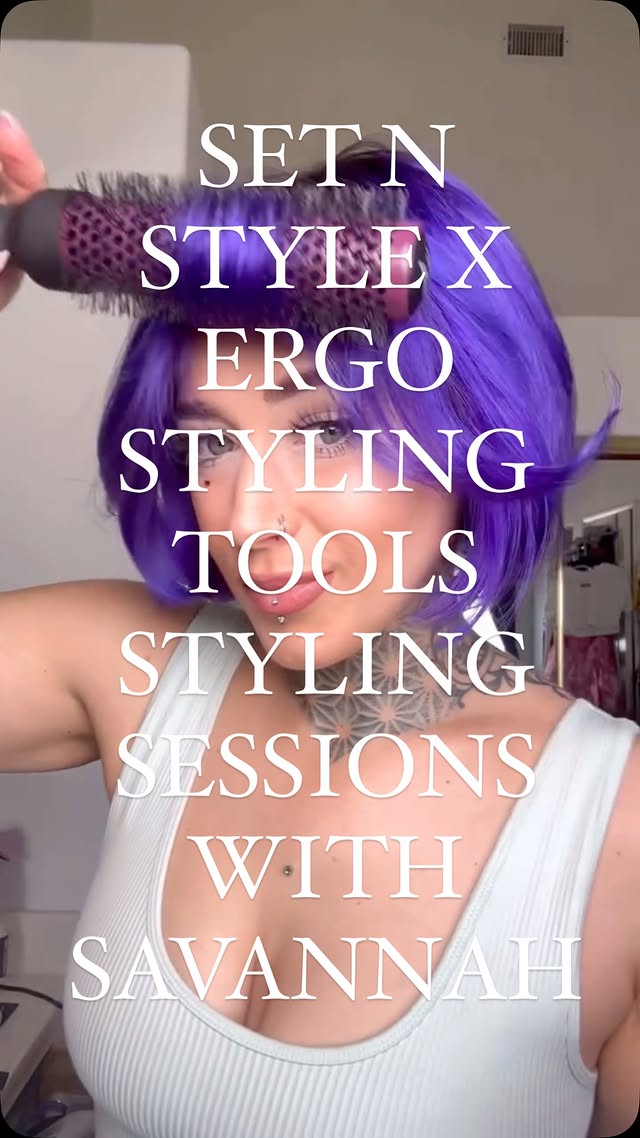Instagram post by @savannahraehair for ERGO Styling Tools. Caption reads: [...] and showing you how I use The....