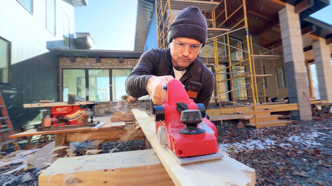 YouTube post by @PerkinsBuilderBrothers for TRUEWERK. Caption reads: Construction of a MEGA sized Modern Home P121.