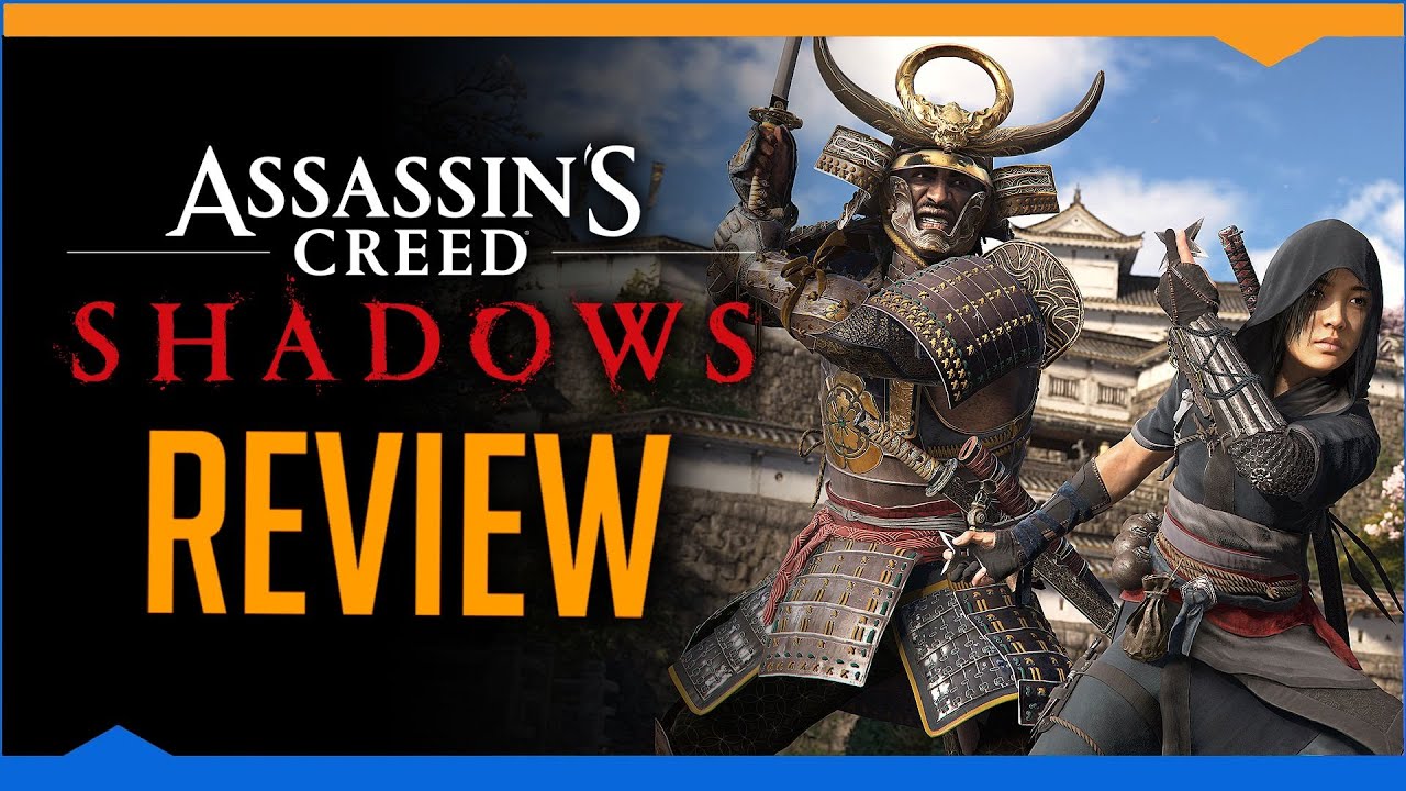 YouTube post by @SkillUp for SteelSeries. Caption reads: Assassin's Creed Shadows - Review.