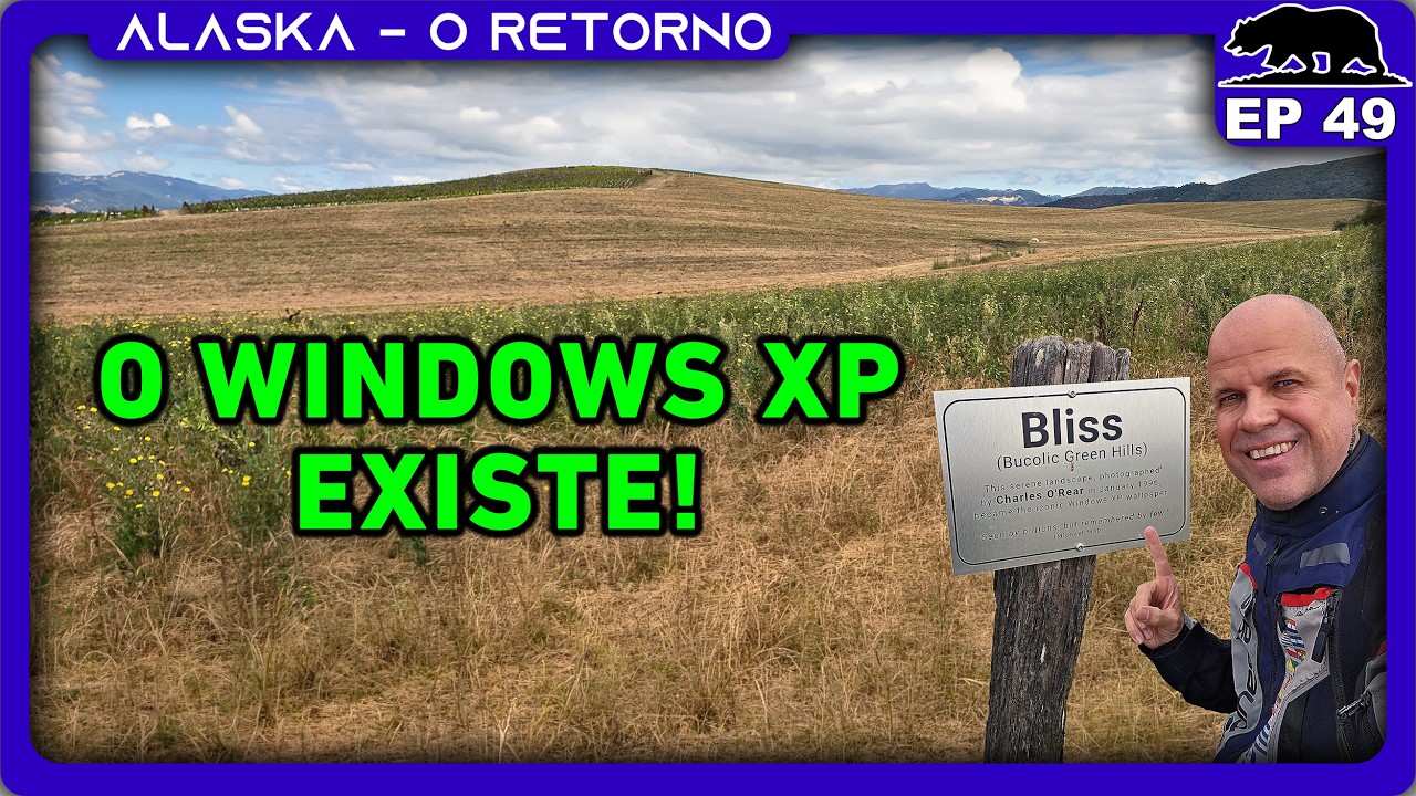 YouTube post by @diariodopresi for Carpuride. Caption reads: I Rode My Motorcycle to the Famous WINDOWS XP....