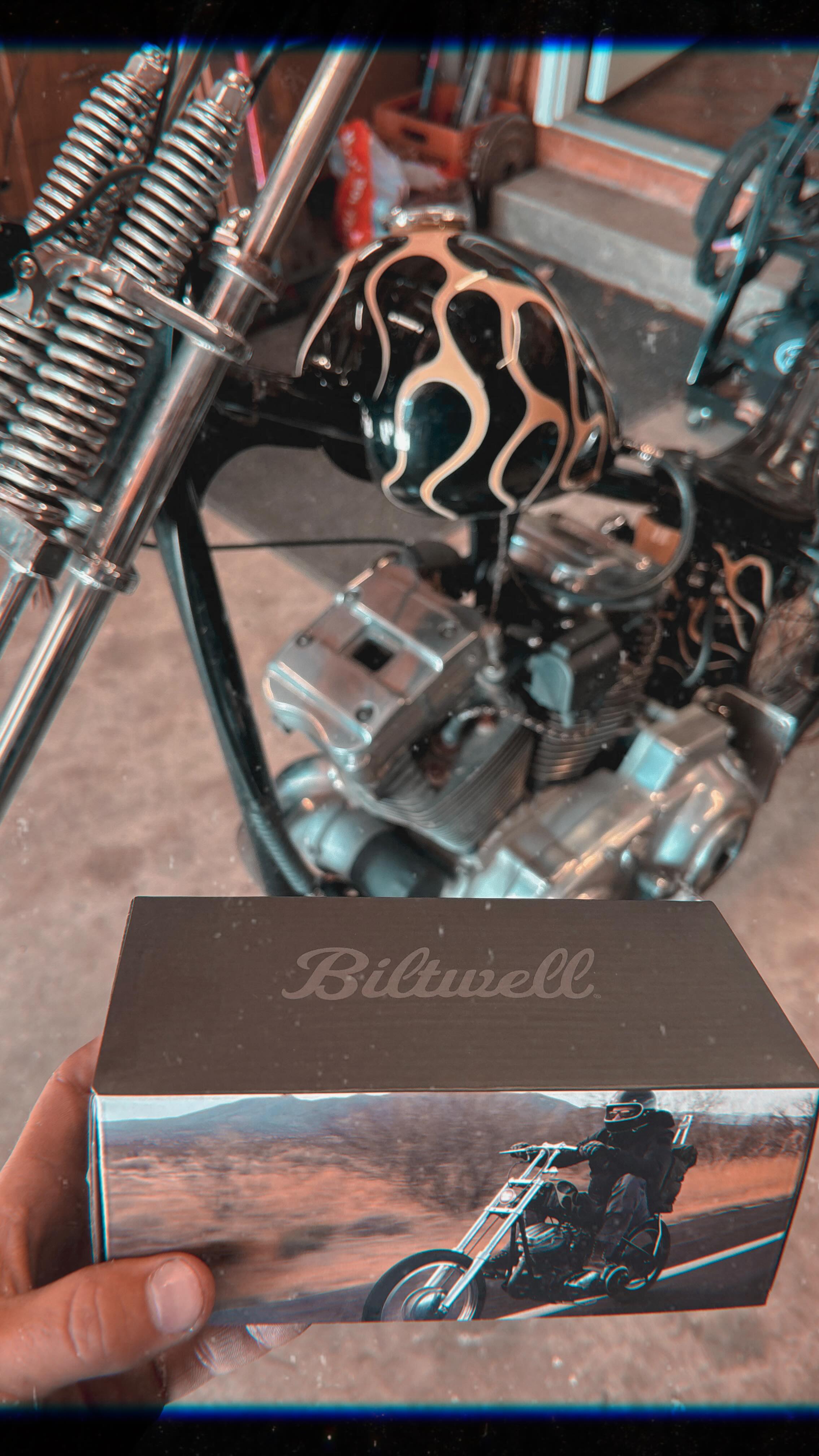 Instagram post by @tylervalentik for Biltwell. Caption reads: @bobvalentik picked up a fresh pair of ramblr from....