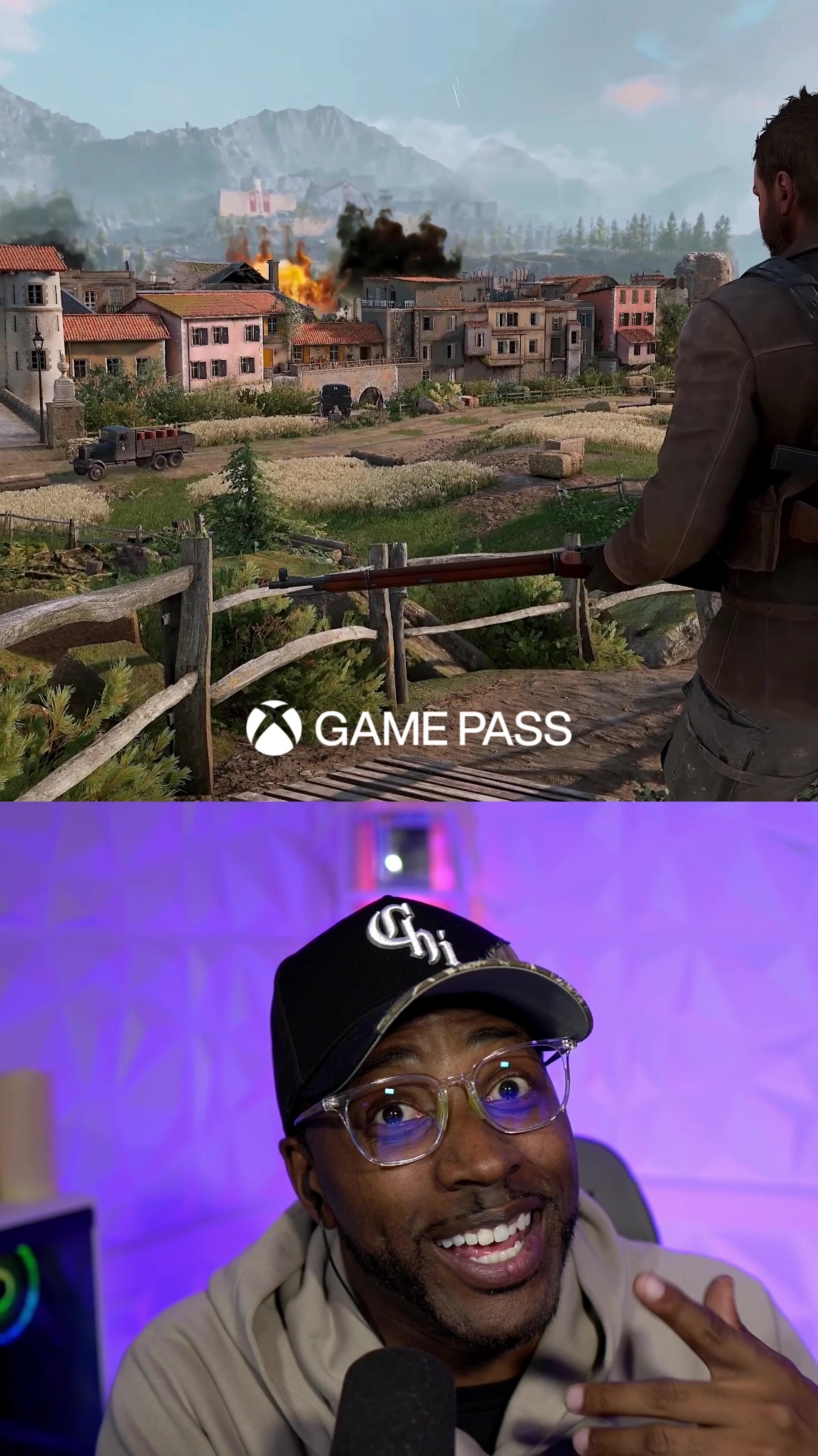 TikTok post by @itzzchicago for Xbox. Caption reads: Call of Duty®: Black Ops 6, Rainbow Six Siege X,....