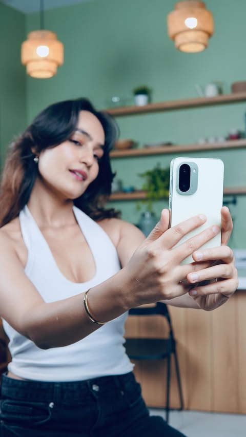 Instagram post by @itsmonikapanwar for OnePlus. Caption reads: Clumsy but connected with my OnePlus 15R....